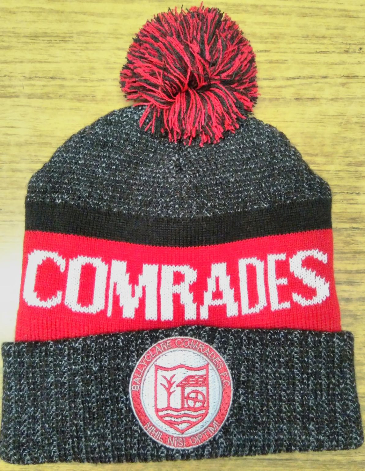 Ballyclare Comrades NFL Style Black Bobble Hat Ballyclare Comrades FC